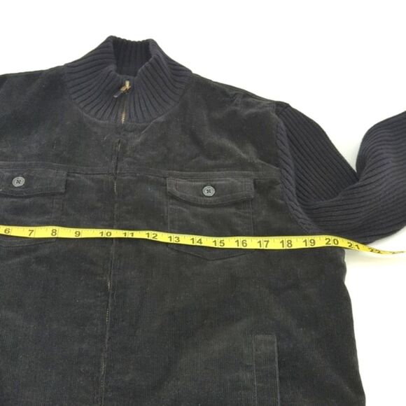 Lauren Ralph Lauren Black Corduroy Sweater Zip-Up Sweater Jacket Size Large - Picture 4 of 8